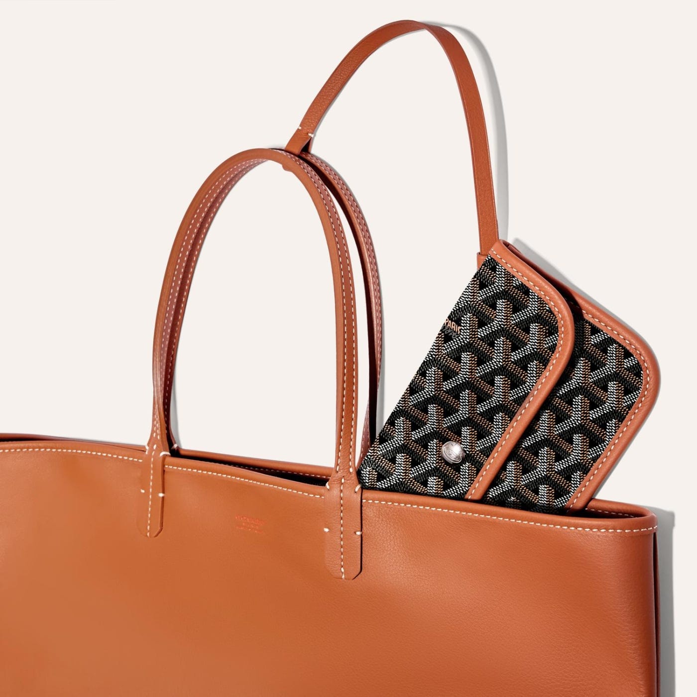 Goyard Goyardine Black and Brown Anjou PM Reversible Tote Palladium Hardware - Image 3